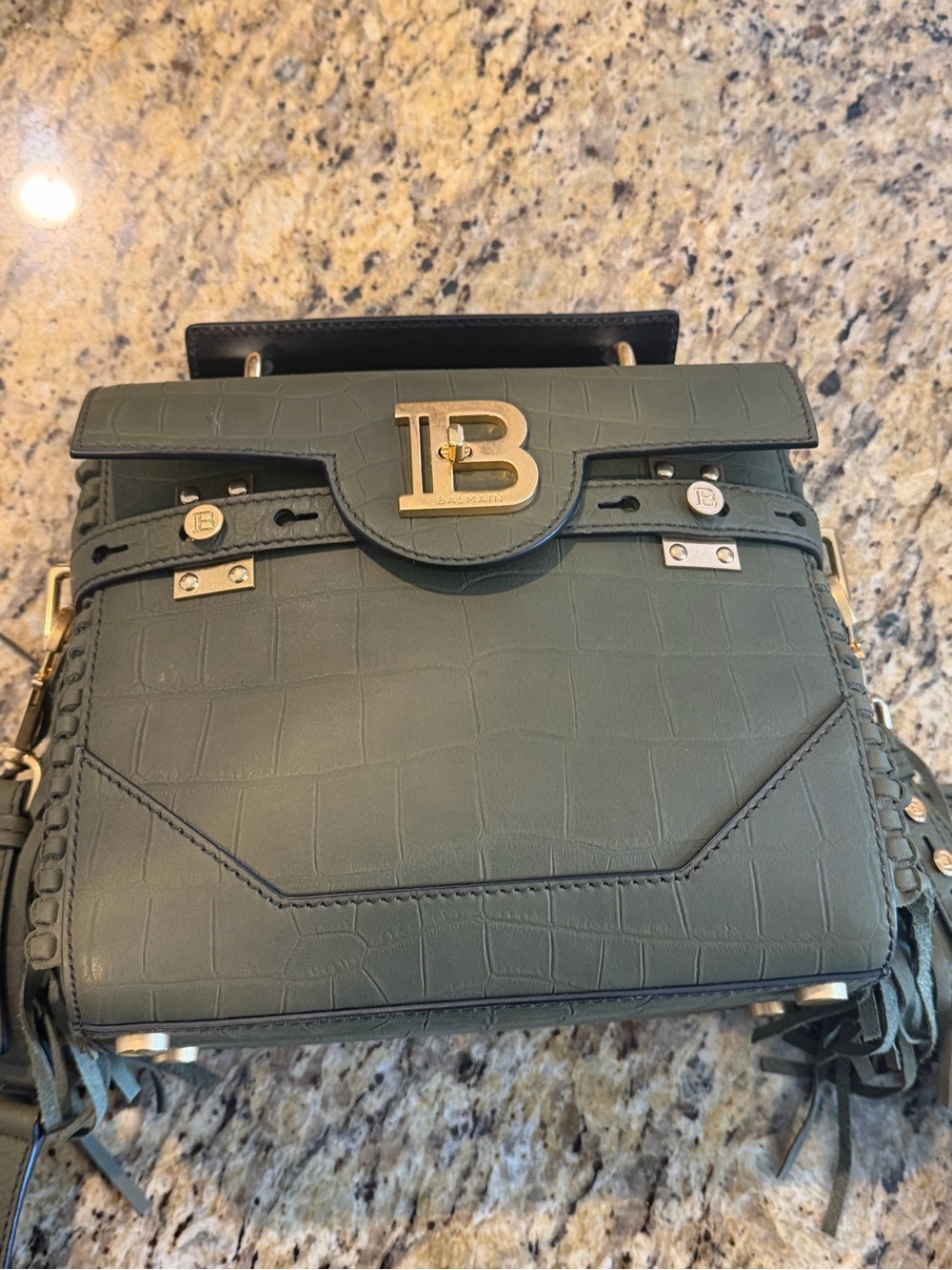 Balmain BBUZZ 30 in Dark Green croc